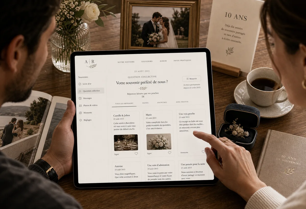 Question collective conservée à vie sur le site de mariage